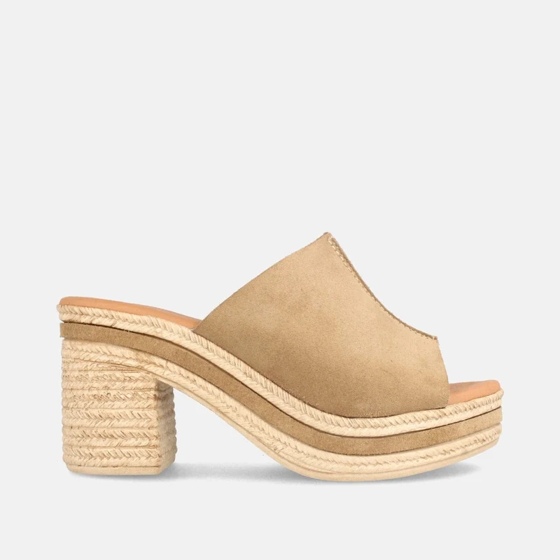 Sandalias de Tacón Mushroom en Serraje con Plataforma y Plantilla Acolchada | Modelo Liora de Marila Shoes