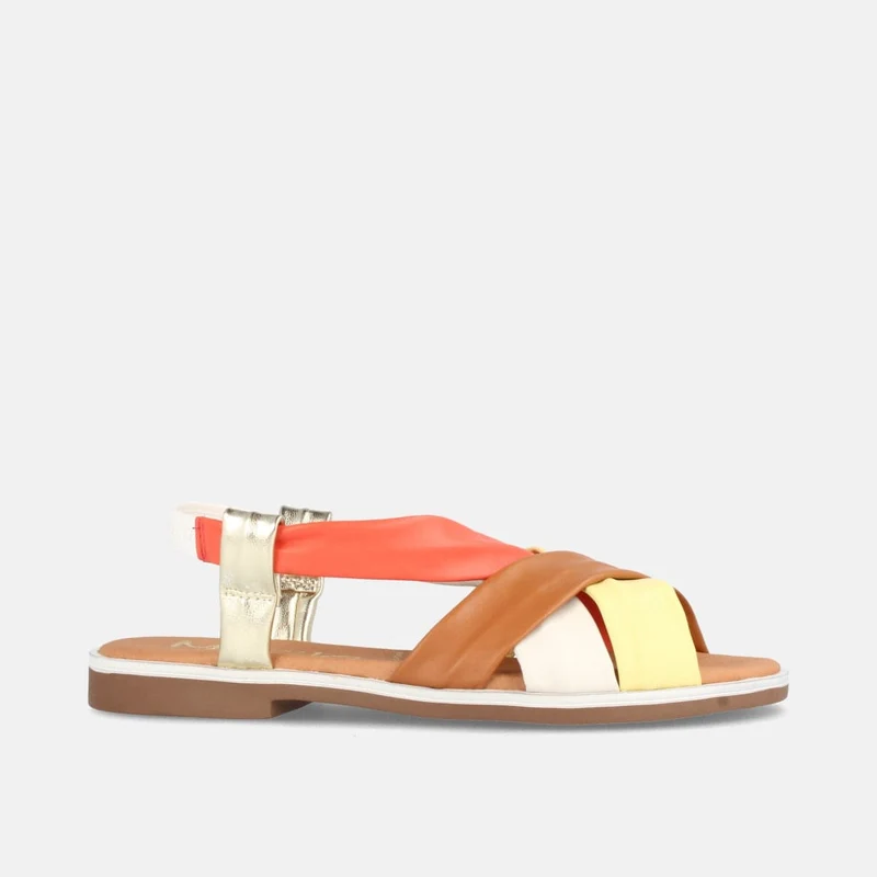 SANDALIAS PARA MUJER PLANAS EN PIEL CORA MULTICUERO