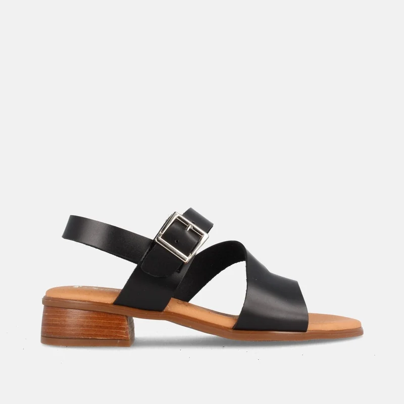 SANDALIAS PARA MUJER CON TACÓN BAJO ERI NEGRO