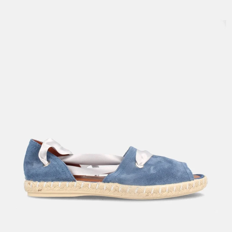 Alpargatas para mujer en serraje con lazada y piso yute Loana jeans