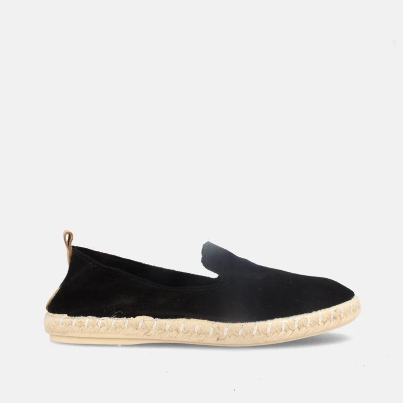 Alpargatas para mujer en serraje piso yute Lola negro