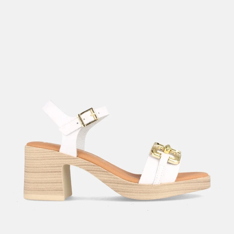SANDALIA PARA MUJER DE PIEL CON TACÓN TULSA BLANCO