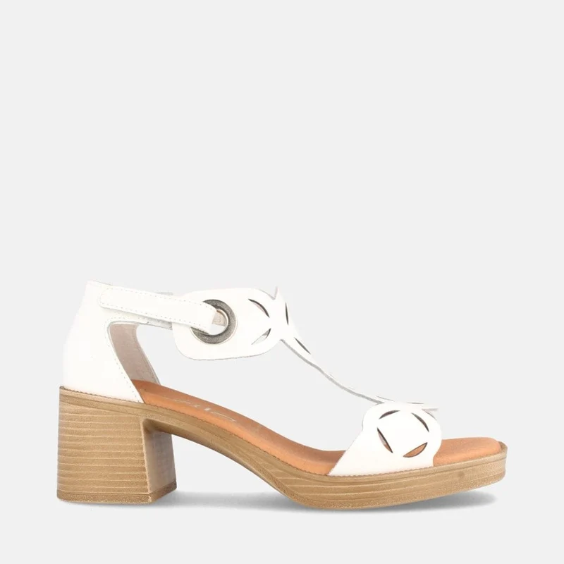 SANDALIAS PARA MUJER DE TACÓN EN PIEL BAKU BLANCO