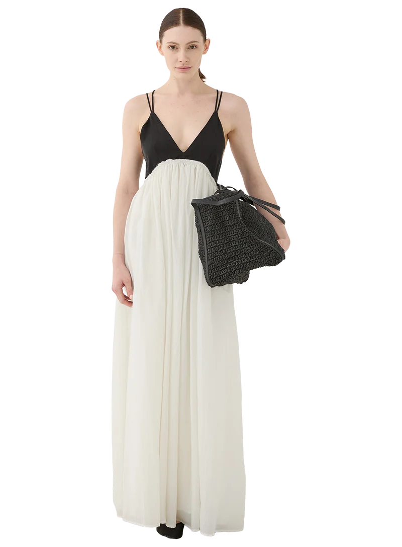 Vestido Bicolor Con Tirantes Ajustables