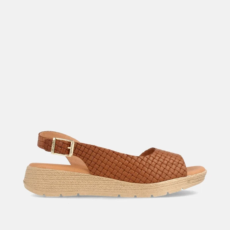 SANDALIA DE PIEL PARA MUJER CON CUÑA BAJA PARADISE CUERO