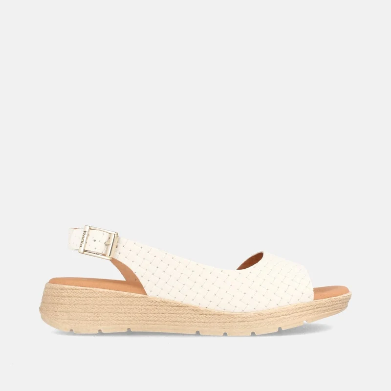 SANDALIA DE PIEL PARA MUJER CON CUÑA BAJA PARADISE BLANCO
