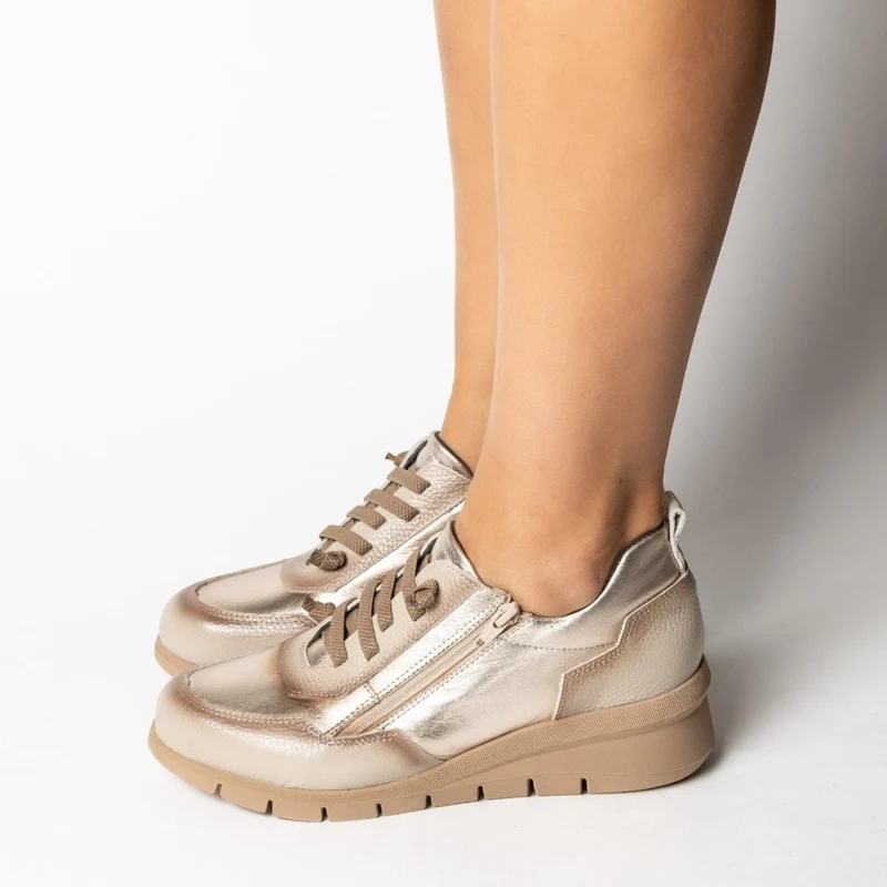 Sneaker de piel para mujer con plantilla acolchada y extraible SAX BEIGE