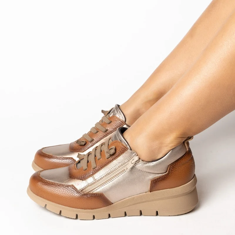 Sneaker de piel para mujer con plantilla acolchada y extraible SAX CUERO