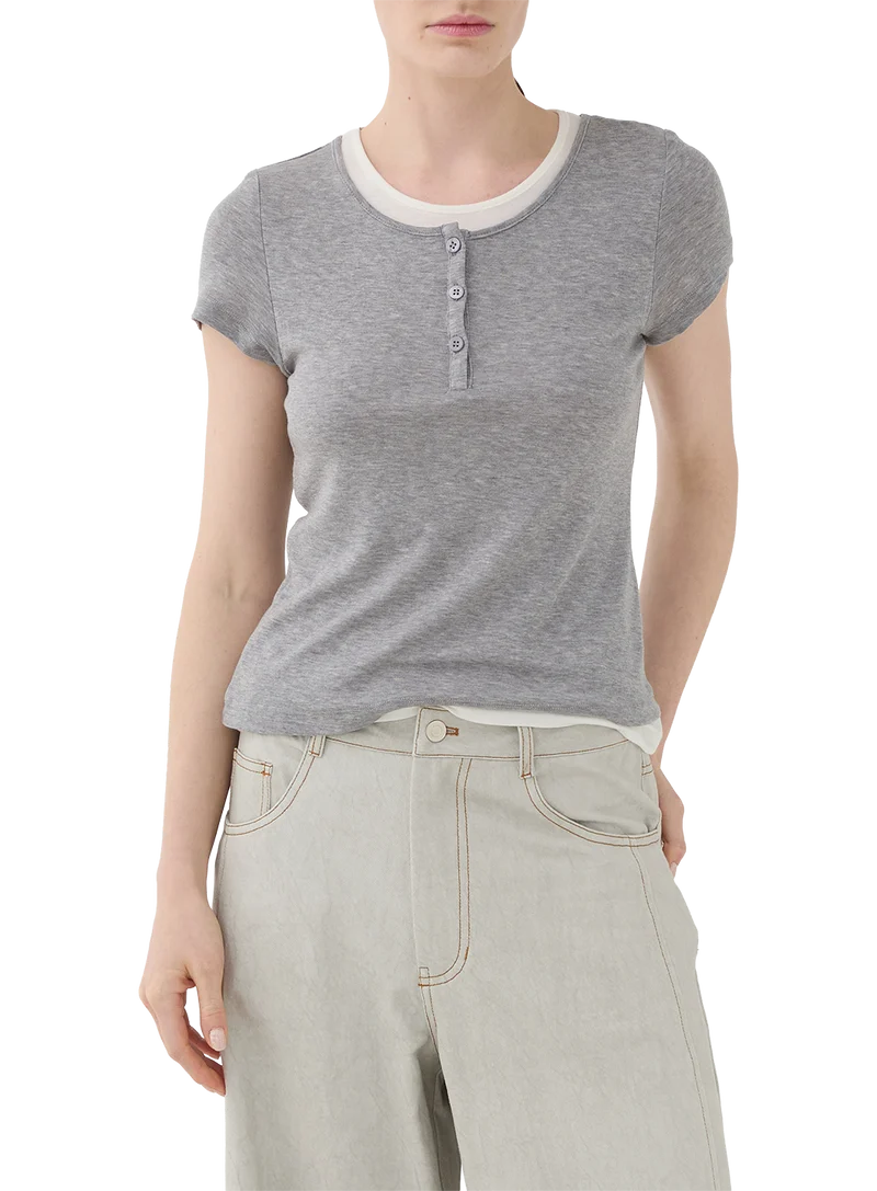 Camiseta Bicolor Cuello Redondo