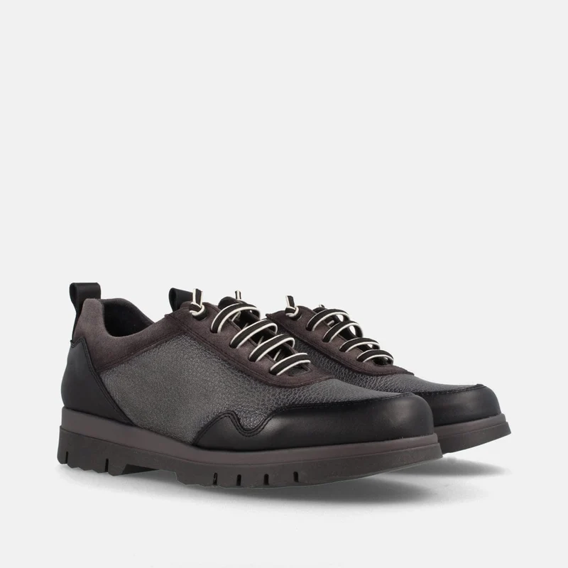 Blucher de piel estilo Oxford para mujer con plantilla acolchada y extraible IBI NEGRO