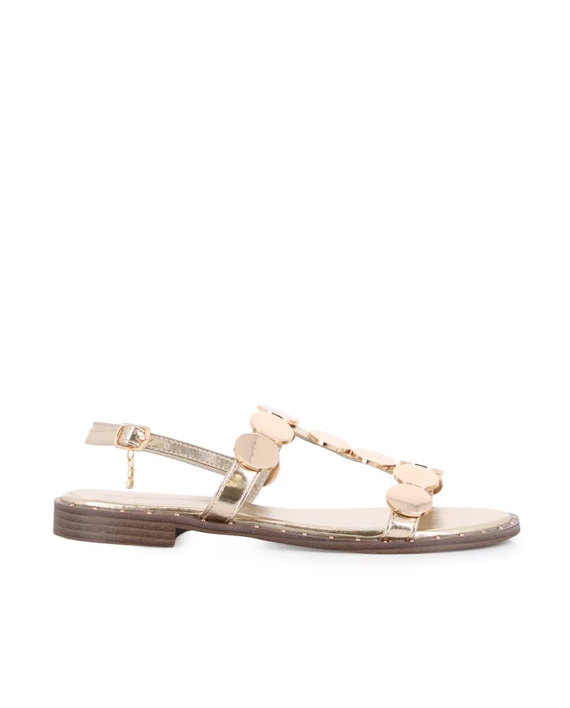Sandalias Planas Blogger Tini Dorado Mujer