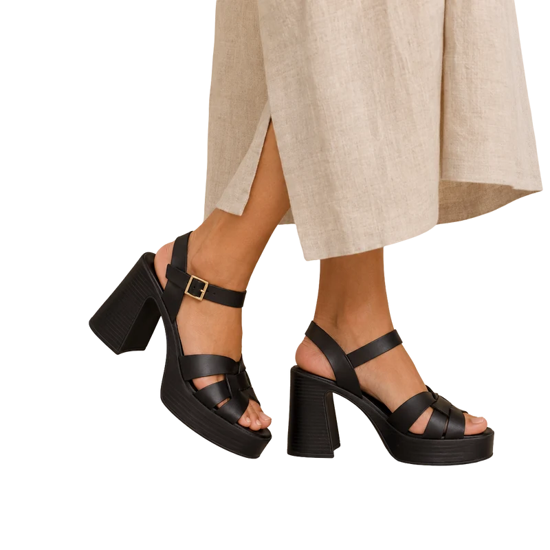 MUJER SANDALIA PIEL TACON ILENA NEGRO