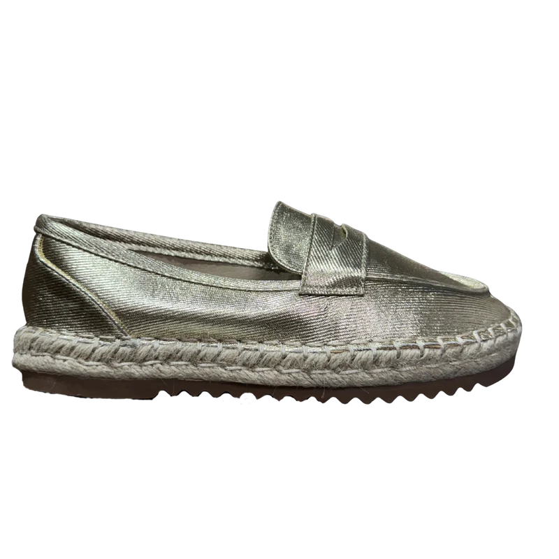 MUJER MOCASINES ESPARTO ORO