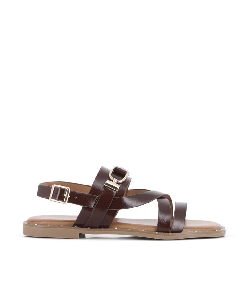 Sandalias planas Blogger Vania para mujer color marrón