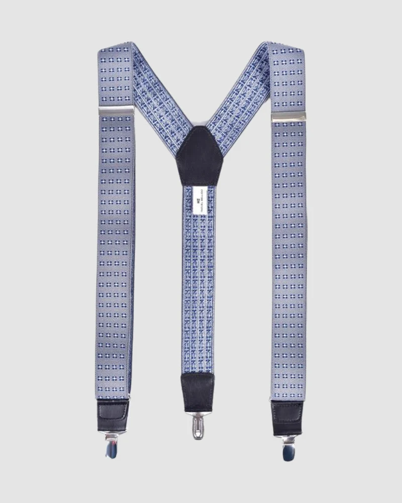 Tirantes Con Micromotivos En Color Gris Con Azul
