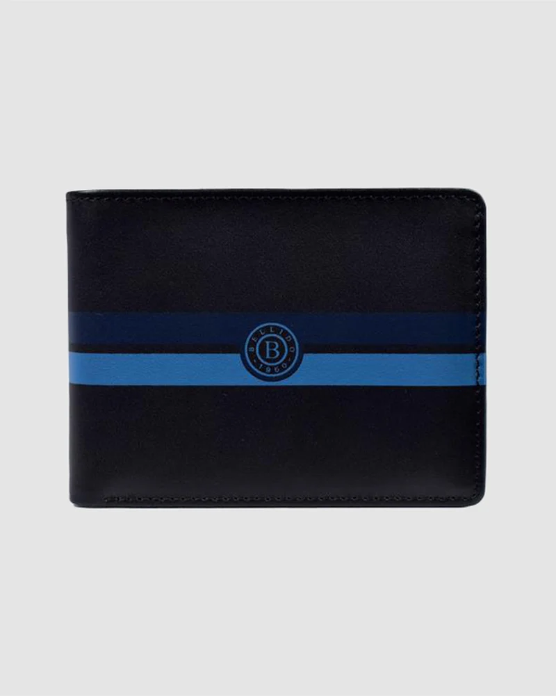 Billetera Negra Estampado Azul