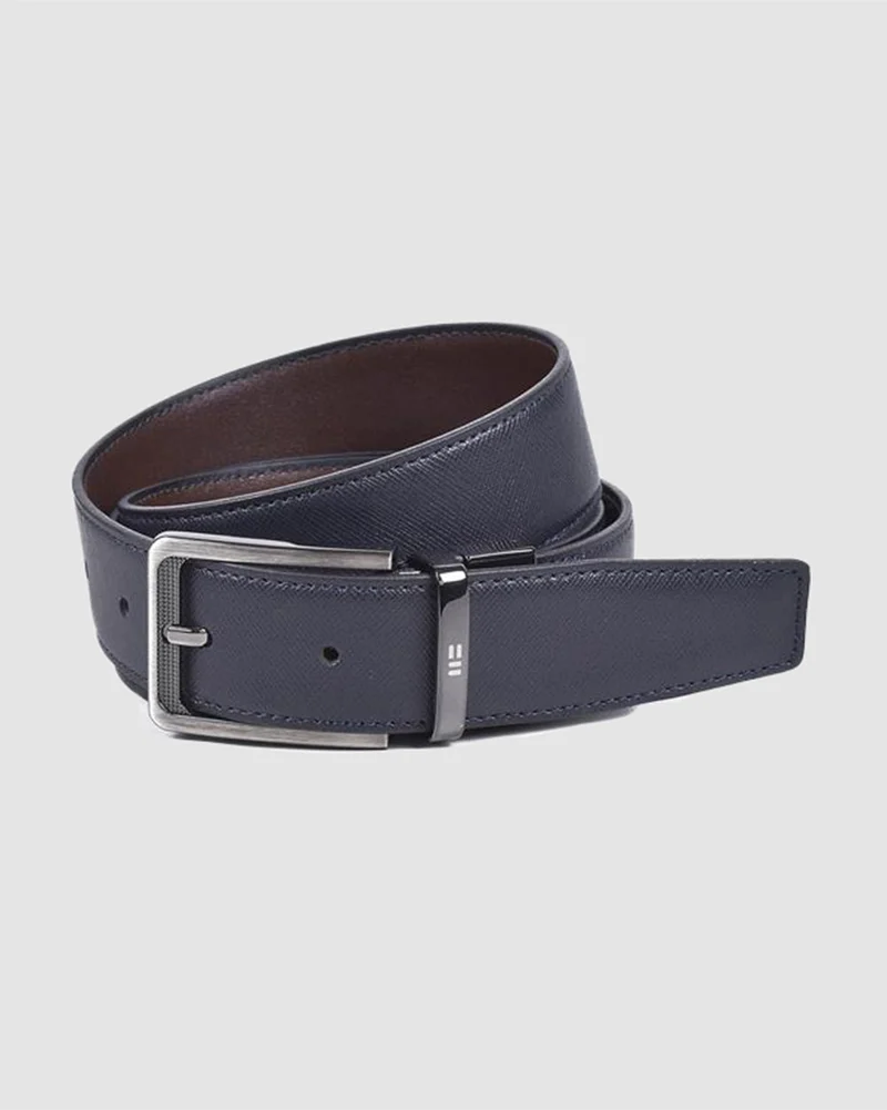 Correa Reversible Hebilla Clasica Azul Marron