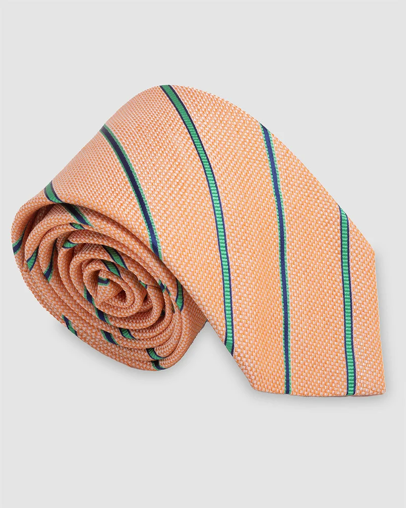 Corbata Fondo Melón Rayas Verdes