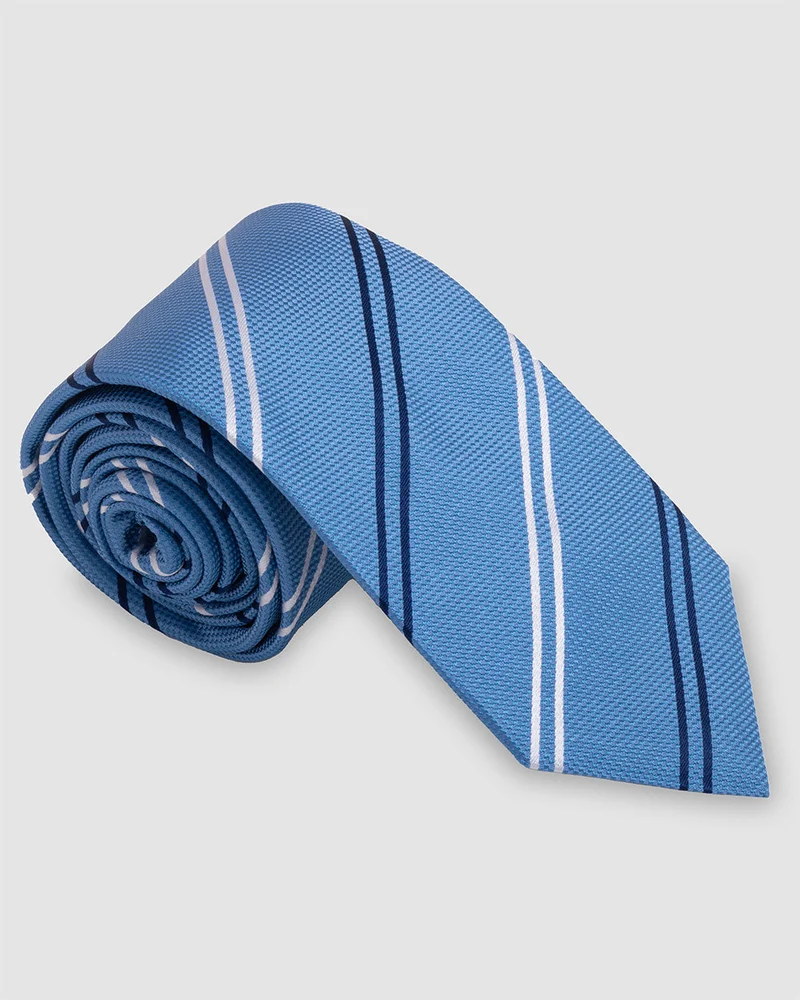 Corbata Celeste Rayas Azul Blanco