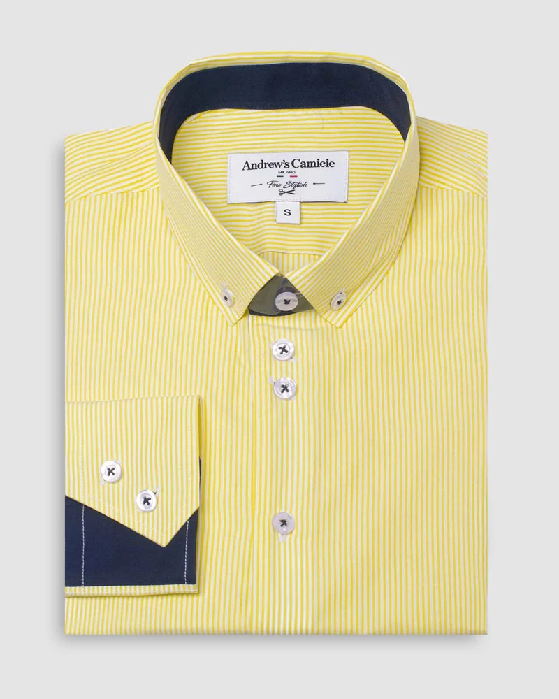 Camisa Casual popelin - cuello button-down puño simple 2 botones regular amarillo