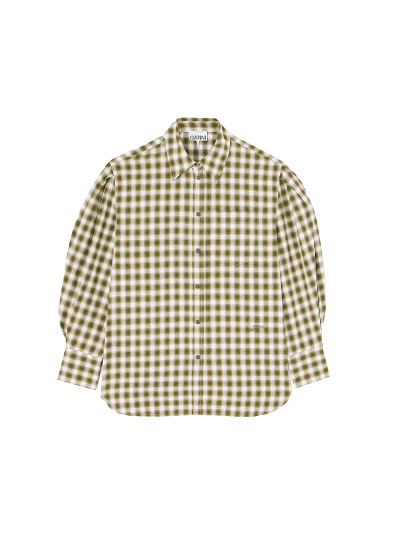 Camisa Light Check Flannel Pleated Sleeve