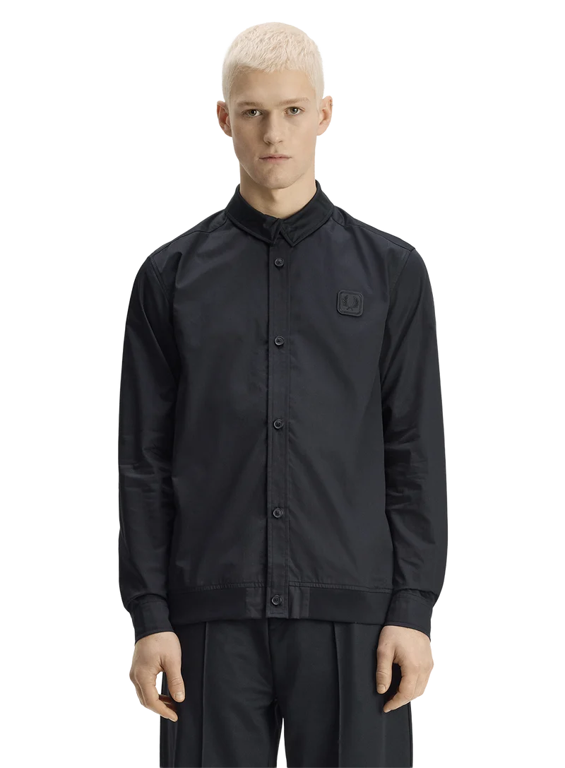 Camisa Leather Patch Rib Hem