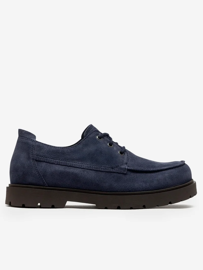Scarpe stringate Highwood Lace Low in suede blu navy