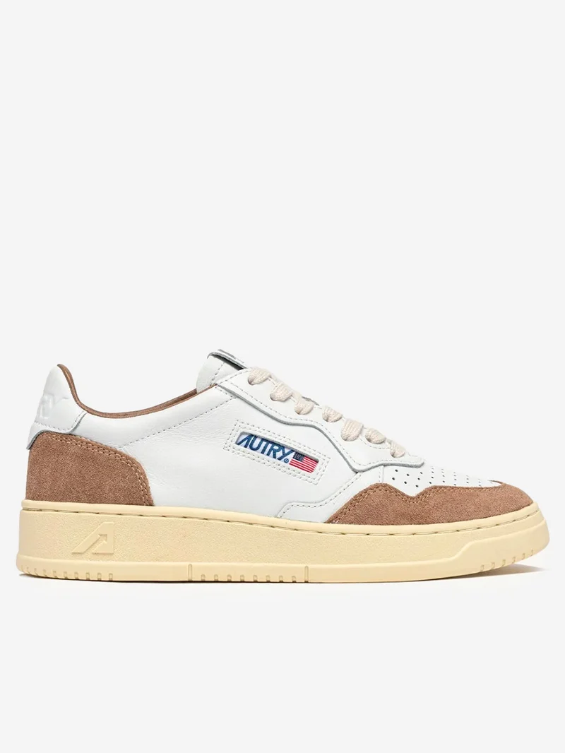M Medalist Low in pelle bianca e suede antilope