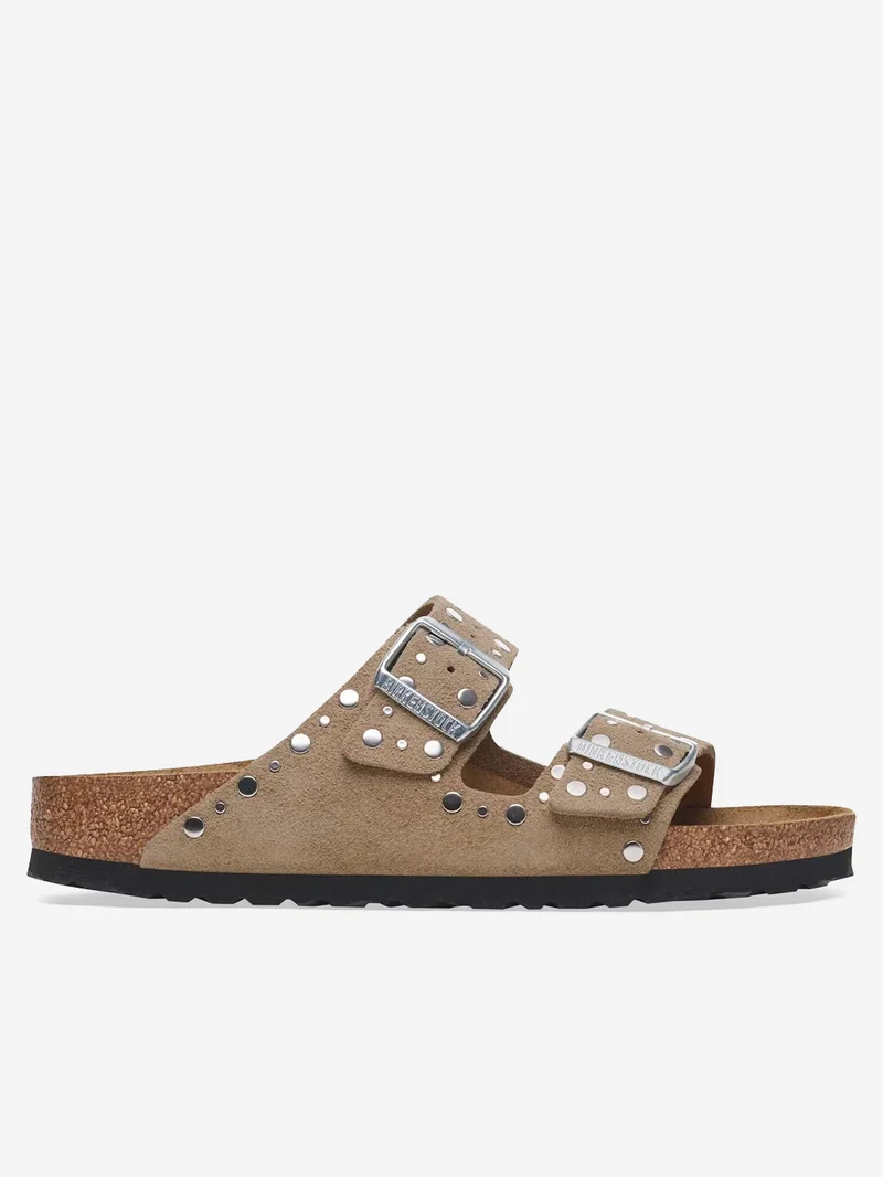 Arizona in suede taupe con rivetti