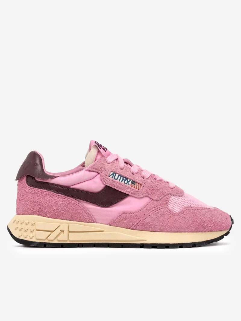 W Reelwind Low in nylon e suede rosa con bordeaux