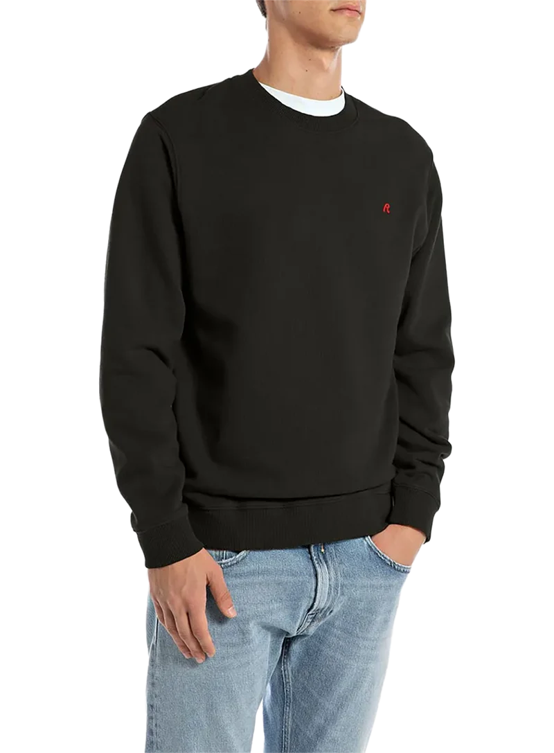 Sudadera De Cuello Redondo De Algodón Perchado
