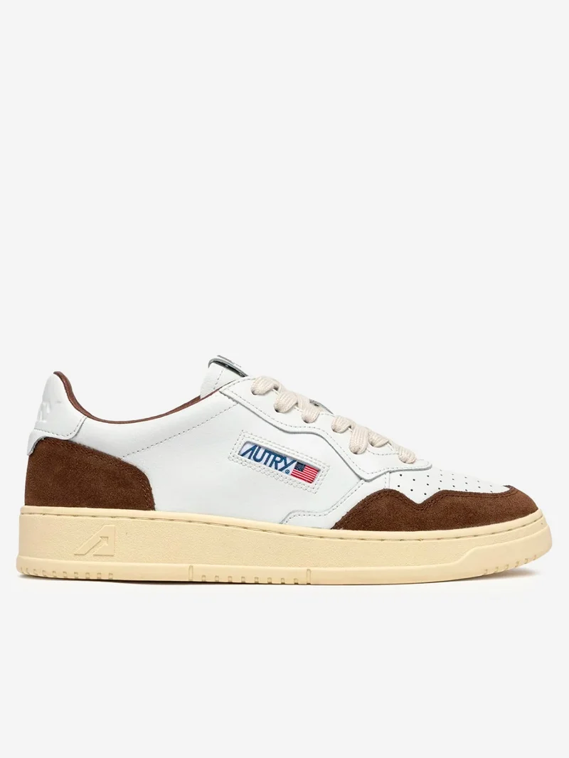 M Medalist Low in pelle bianca e suede marrone