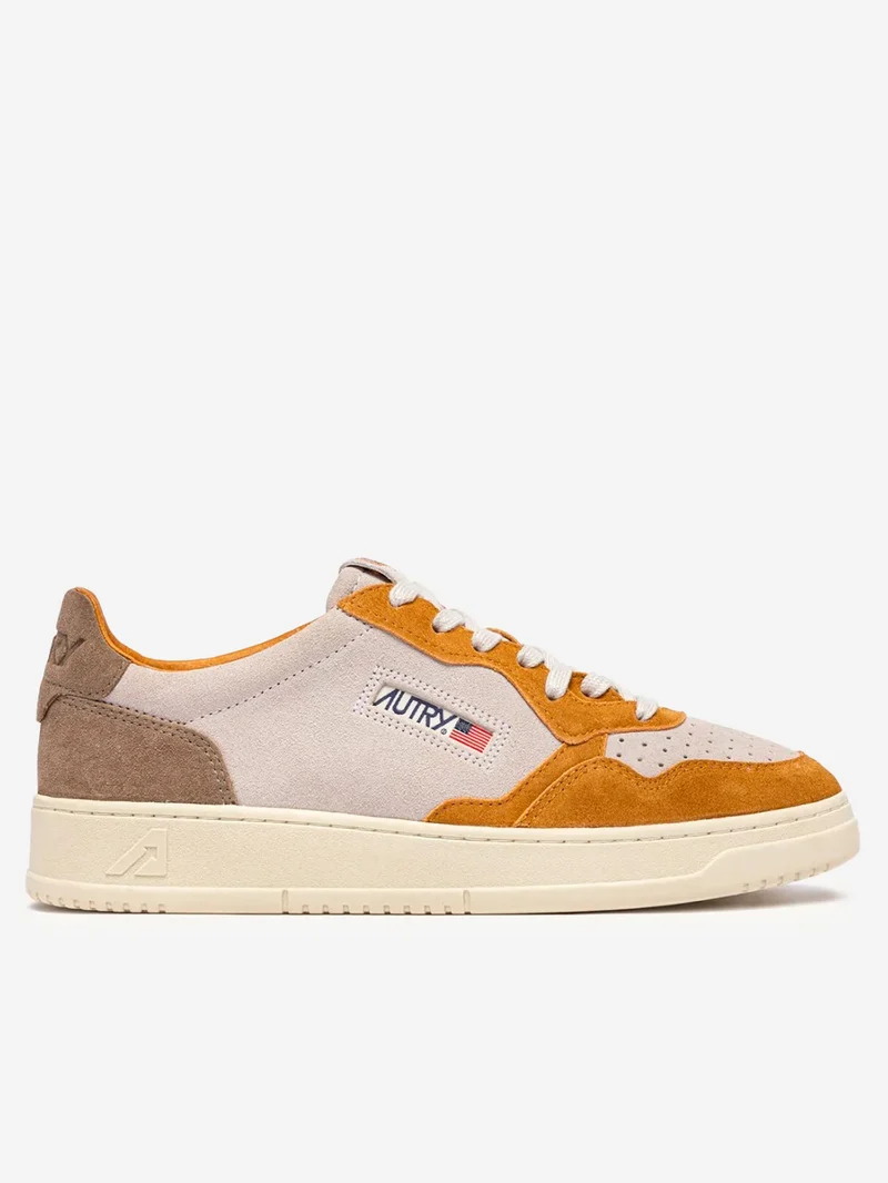 M Medalist Low Tricolor in suede bianco e marrone