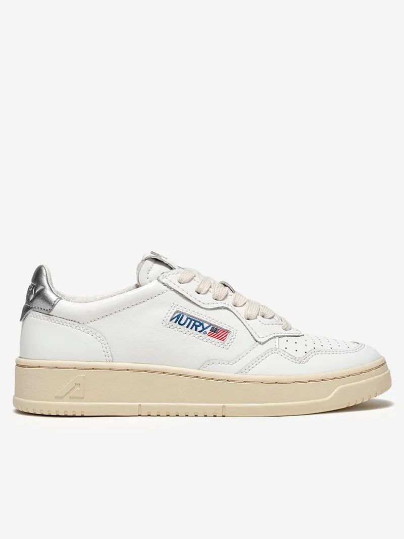 W Medalist Low in pelle bianca e argento metallizzato