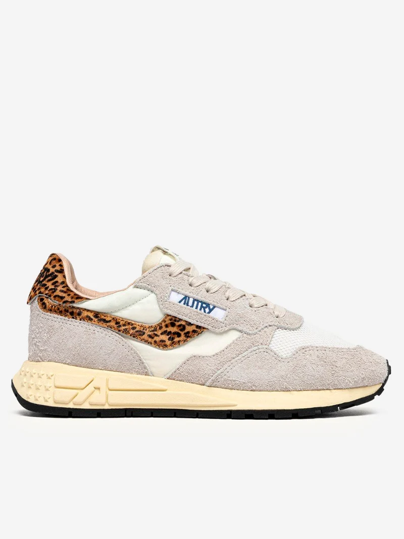 W Reelwind Low in nylon e suede bianco con leopard