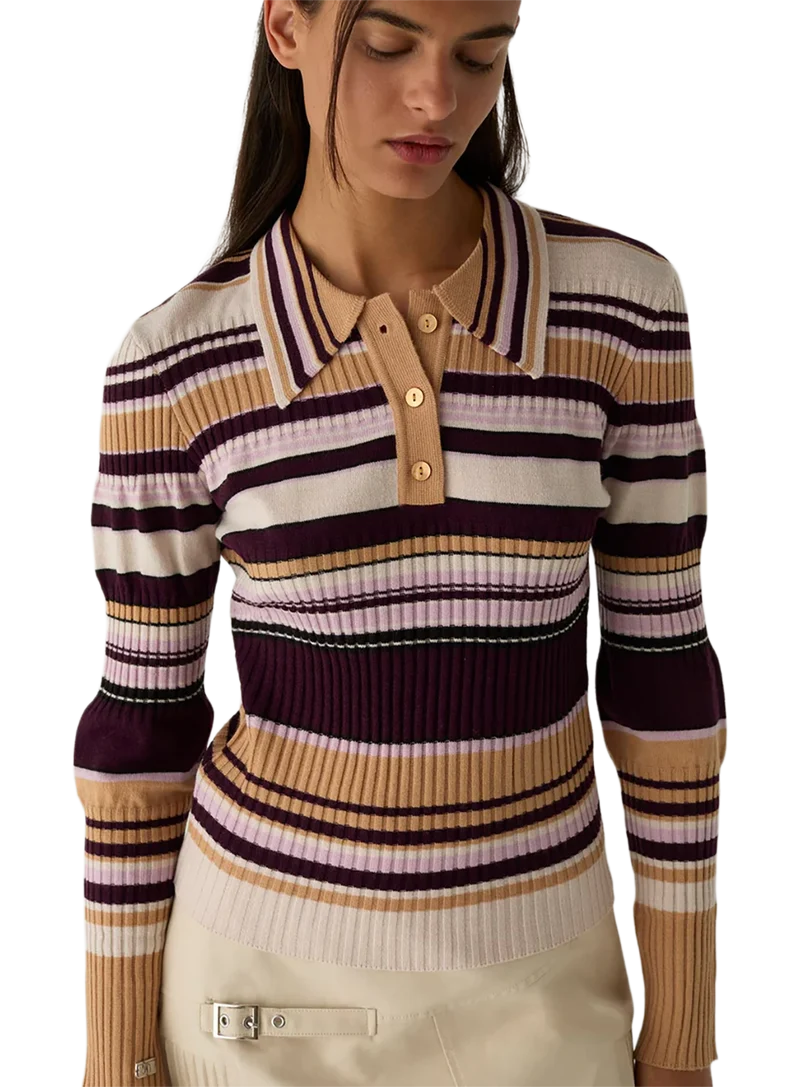 Jersey Ilyana Striped Polo Knit