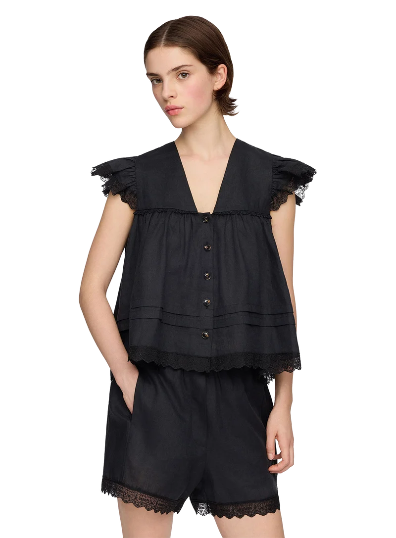 Blusa Light Linen Angel Sleeve
