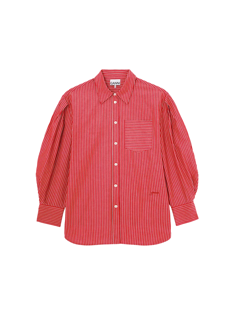 Camisa Oxford Stripe Pleated Sleeve