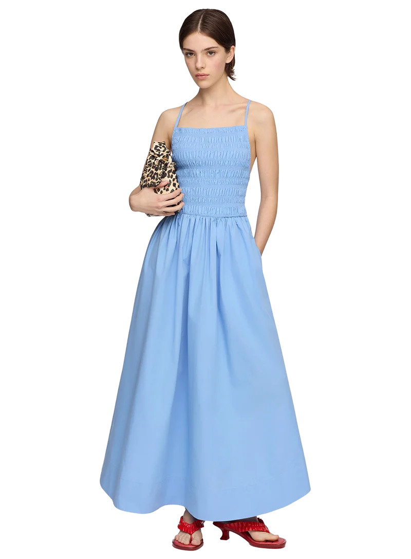 Vestido Compact Poplin Long Smocked