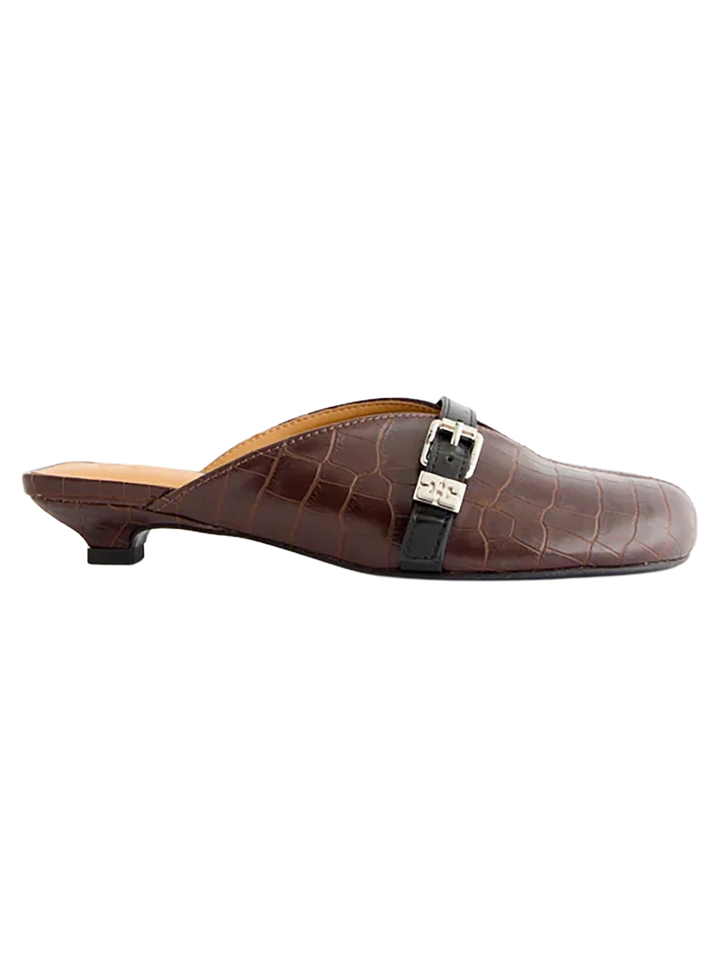 Zueco Sue Kitten Heel Croco