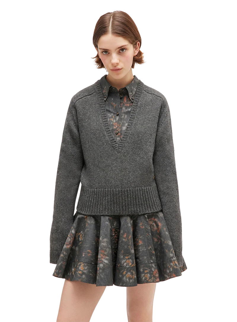 Jersey Wool Yak Mix Deep V-neck