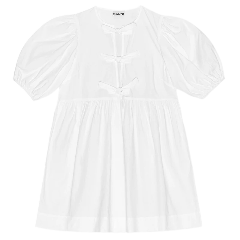 Cotton Poplin Tie String Mini Dress