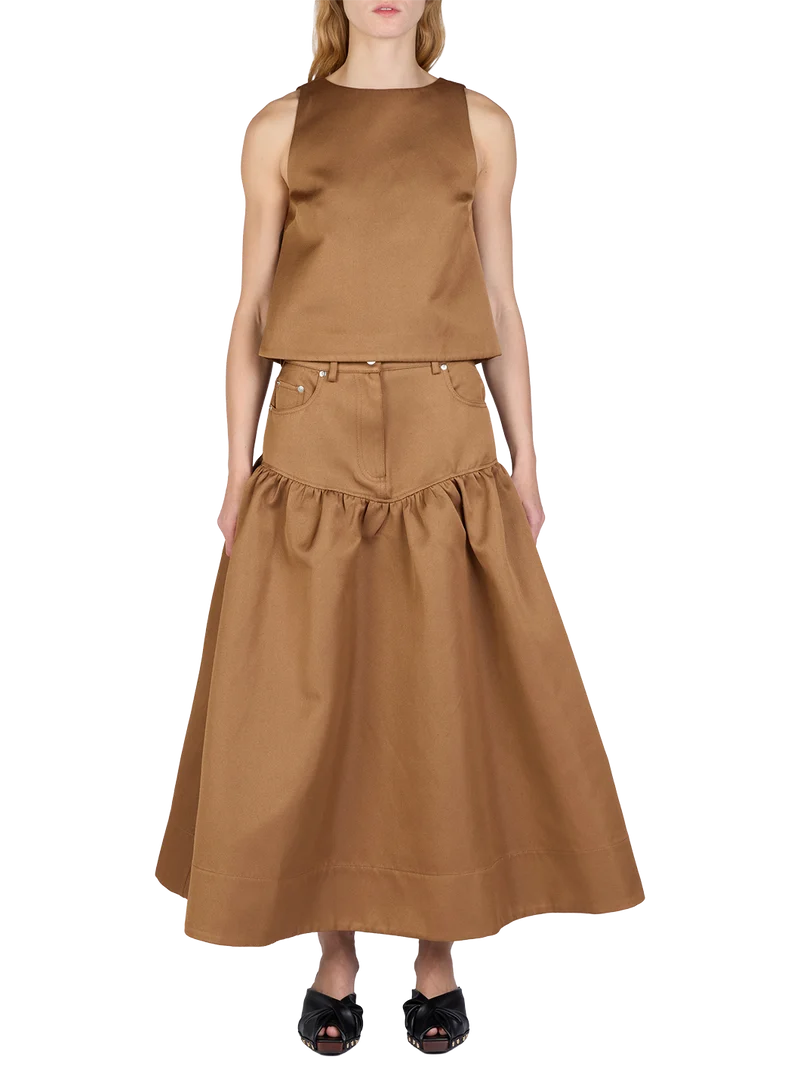 Top Duchesse Twill Crossover Open Back