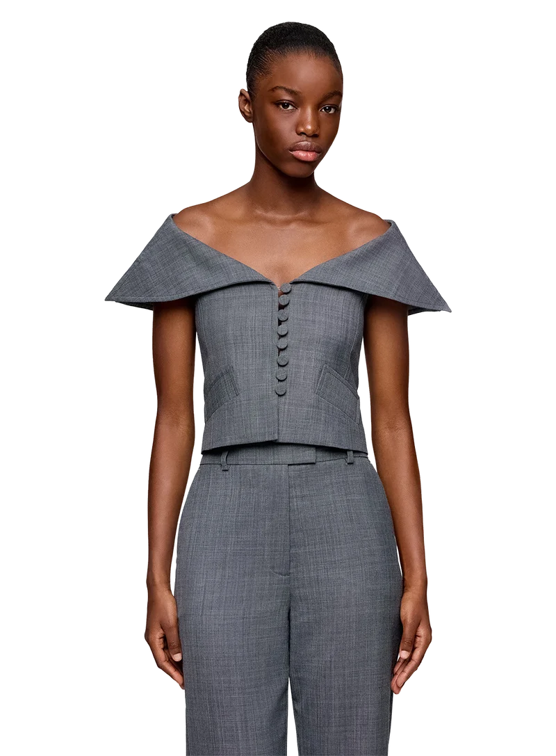 Chaleco Wool Melange Suiting
