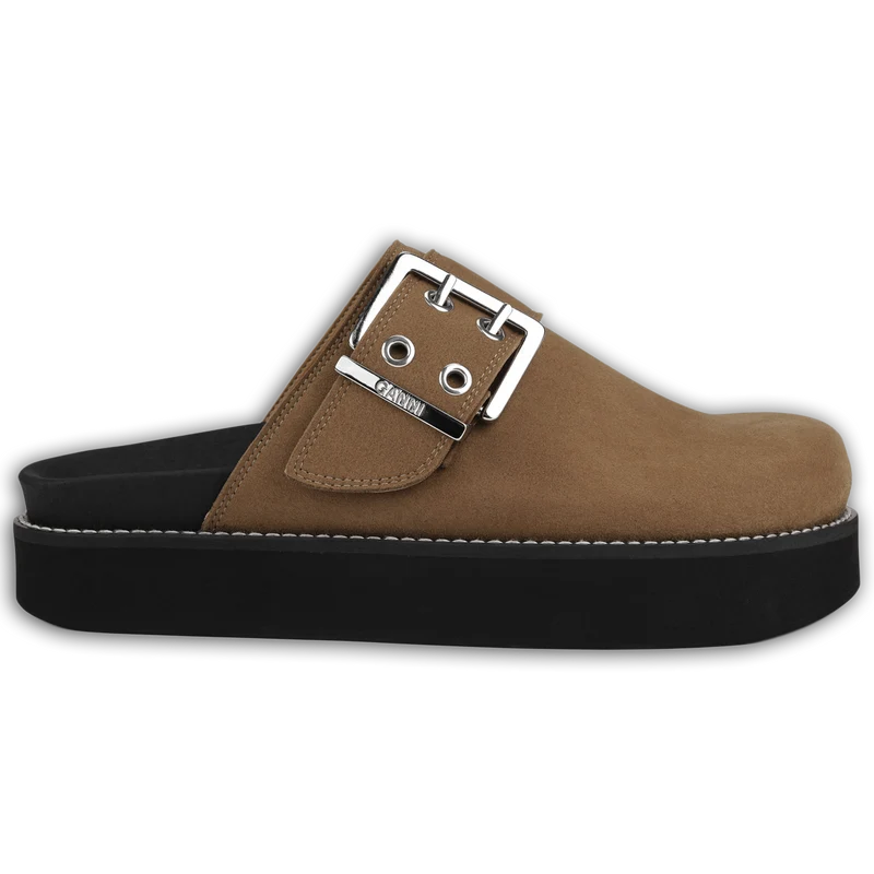 Zueco Feminine Buckle Sandal Suede
