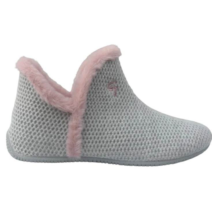 MUJER ZAPATILLAS DE ESTAR POR CASA GRIS PERLA-MALVA