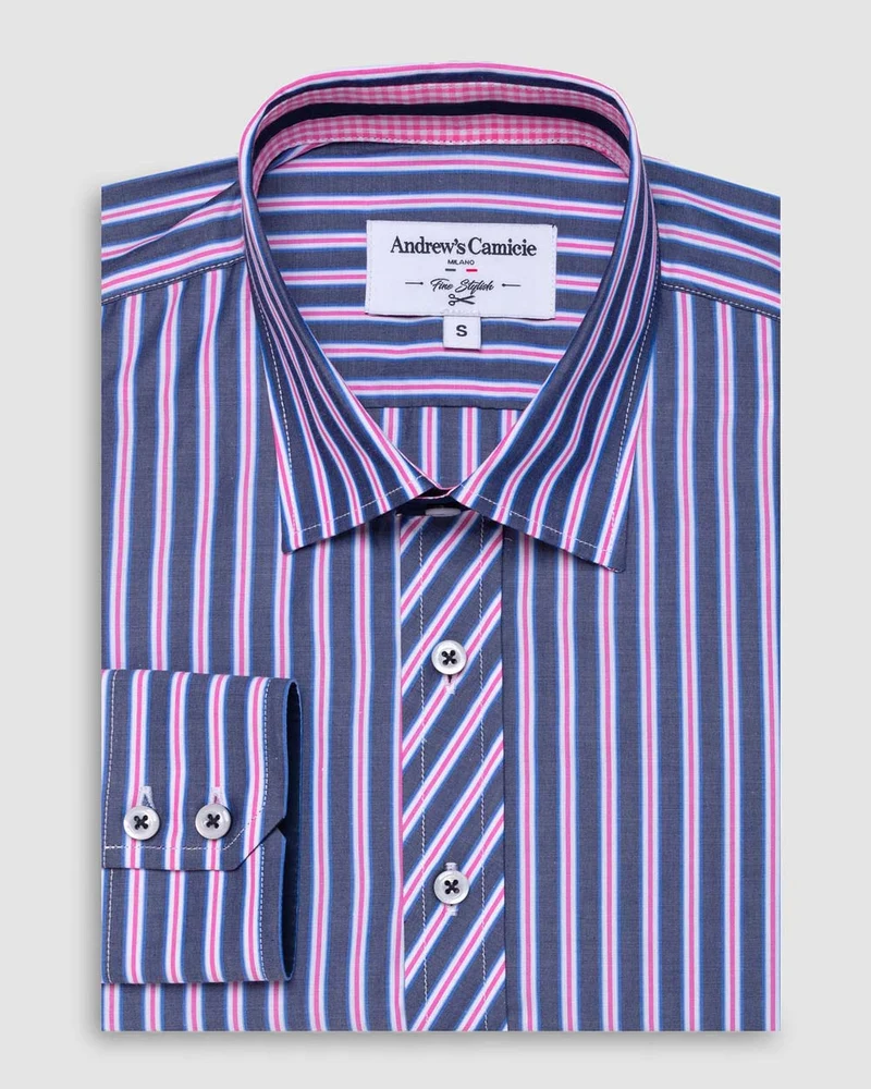 Camisa Casual popelin satin - cuello button-down puño simple 2 botones regular azul