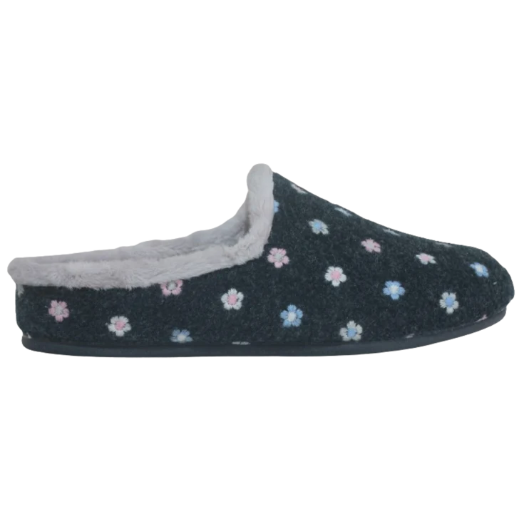 MUJER ZAPATILLAS DE ESTAR POR CASA PICOS FLOWERS (ZUECO RIBETE) MARIN
