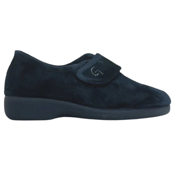MUJER ZAPATILLAS DE ESTAR POR CASA SUATEX (BOTIN-VELCRO) MARINO