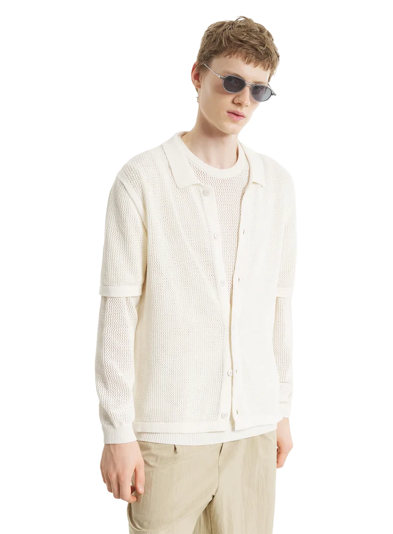 Cardigan Open Knit Short Sleeve